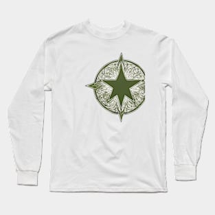 Elegant Green Star Mandala Design No. 989 Long Sleeve T-Shirt